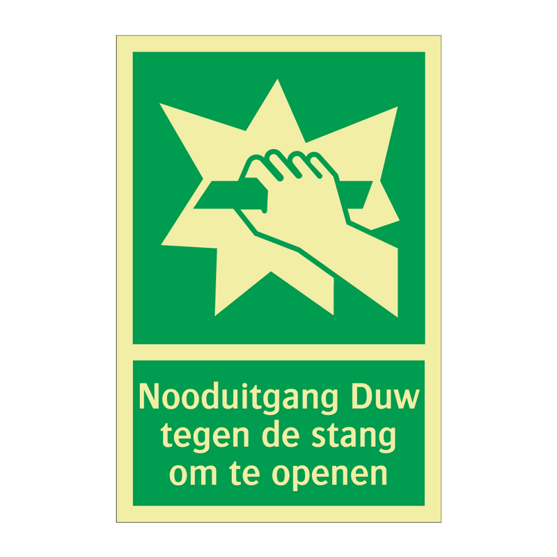 Nooduitgang Duw tegen de stang om te openen & Nooduitgang Duw tegen de stang om te openen