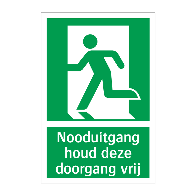 Nooduitgang houd deze doorgang vrij & Nooduitgang houd deze doorgang vrij