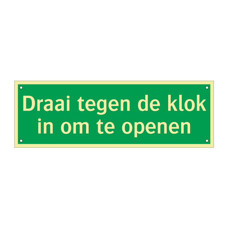 Draai tegen de klok in om te openen & Draai tegen de klok in om te openen