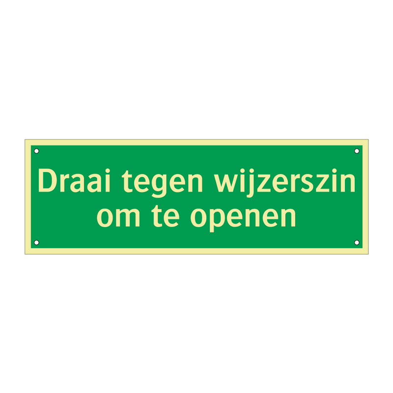 Draai tegen wijzerszin om te openen & Draai tegen wijzerszin om te openen