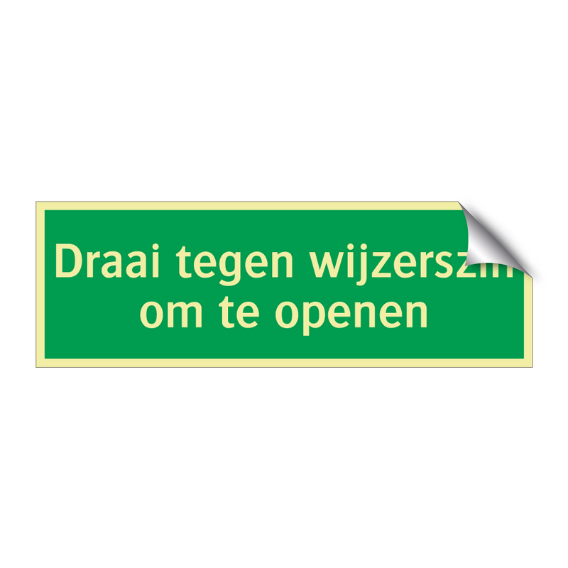 Draai tegen wijzerszin om te openen & Draai tegen wijzerszin om te openen