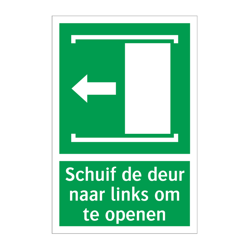 Schuif de deur naar links om te openen & Schuif de deur naar links om te openen