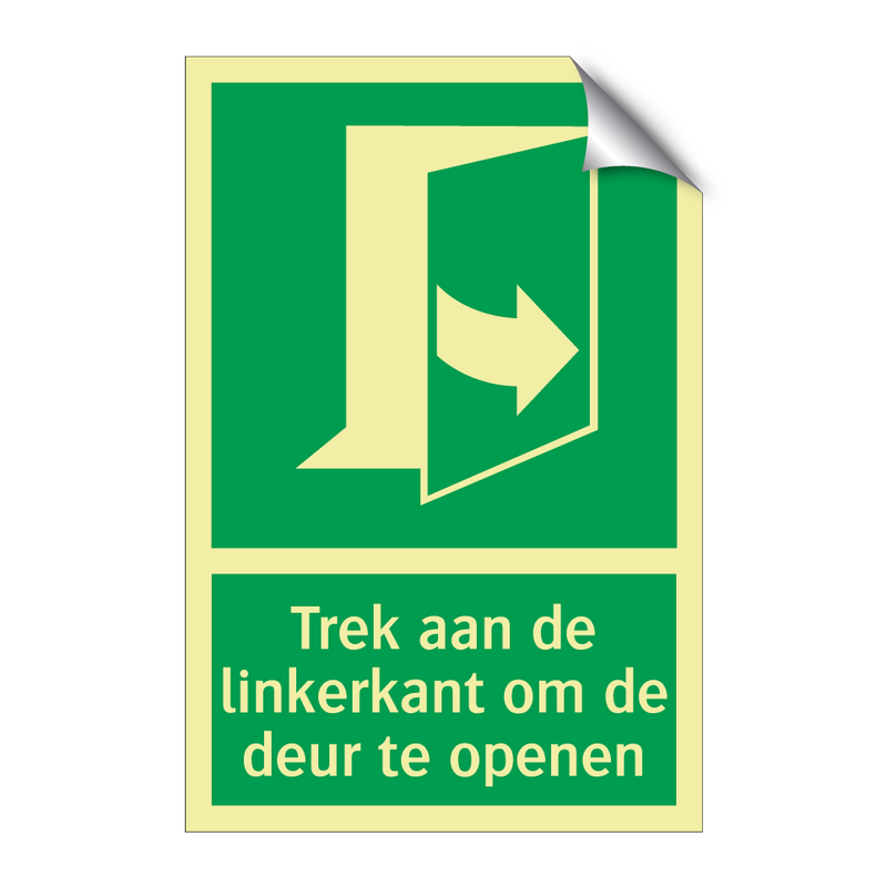 Trek aan de linkerkant om de deur te openen & Trek aan de linkerkant om de deur te openen