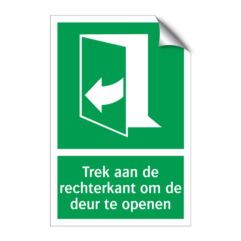 Trek aan de rechterkant om de deur te openen & Trek aan de rechterkant om de deur te openen