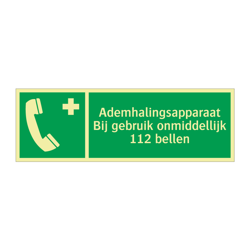 Ademhalingsapparaat Bij gebruik onmiddellijk 112 bellen