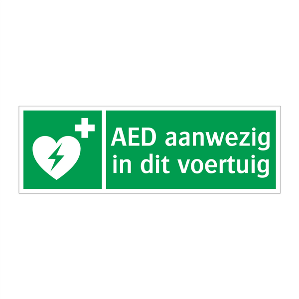 AED aanwezig in dit voertuig & AED aanwezig in dit voertuig & AED aanwezig in dit voertuig