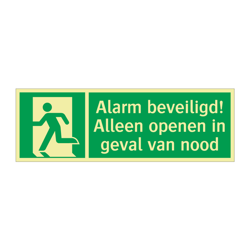 Alarm beveiligd! Alleen openen in geval van nood & Alarm beveiligd! Alleen openen in geval van nood