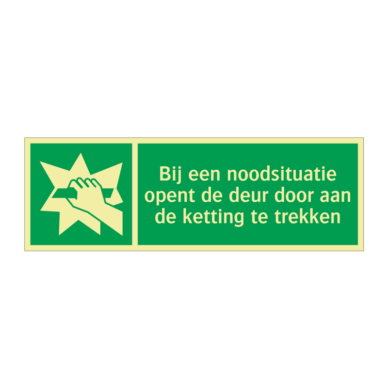 Bij een noodsituatie opent de deur door aan de ketting te trekken