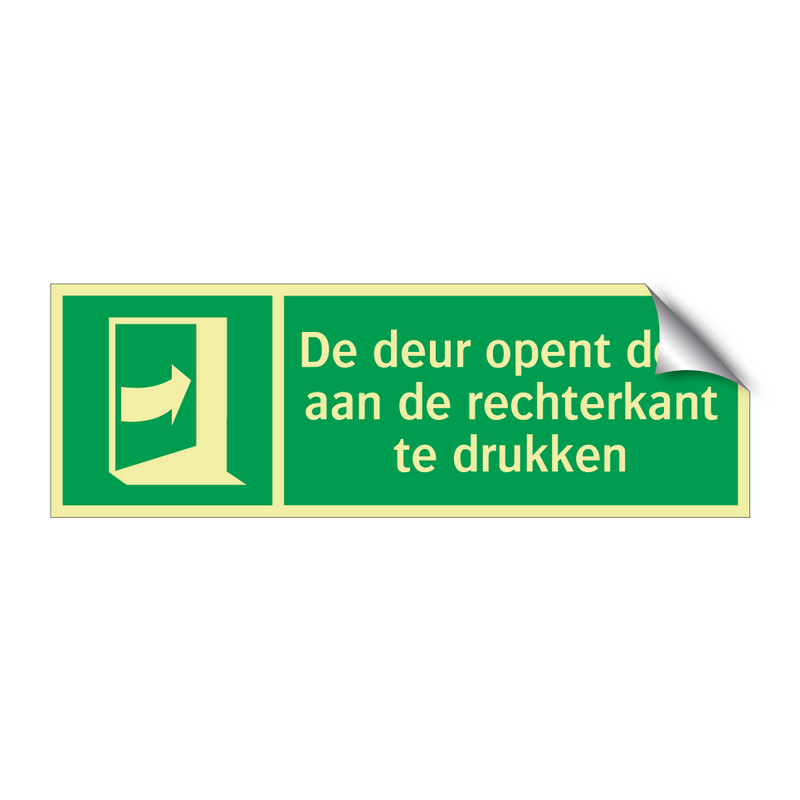 De deur opent door aan de rechterkant te drukken & De deur opent door aan de rechterkant te drukken