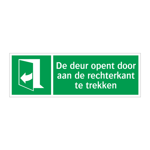 De deur opent door aan de rechterkant te trekken & De deur opent door aan de rechterkant te trekken