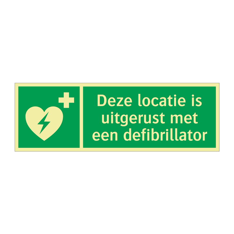 Deze locatie is uitgerust met een defibrillator & Deze locatie is uitgerust met een defibrillator