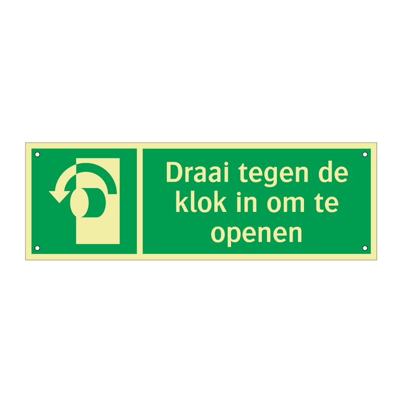 Draai tegen de klok in om te openen & Draai tegen de klok in om te openen