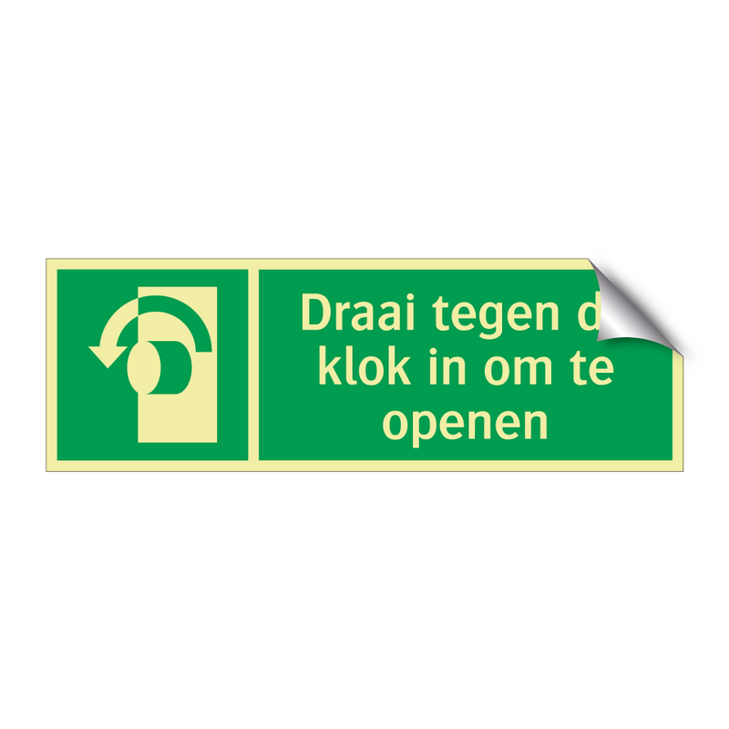 Draai tegen de klok in om te openen & Draai tegen de klok in om te openen