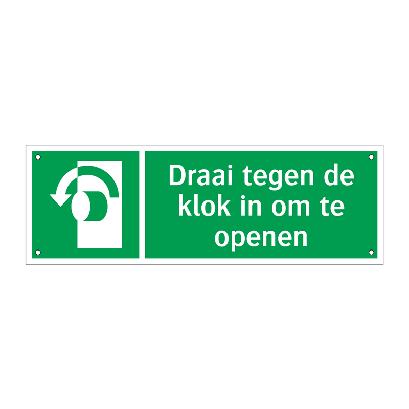 Draai tegen de klok in om te openen & Draai tegen de klok in om te openen