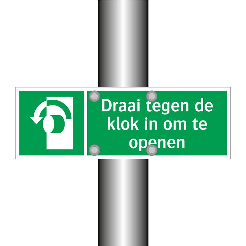 Draai tegen de klok in om te openen & Draai tegen de klok in om te openen