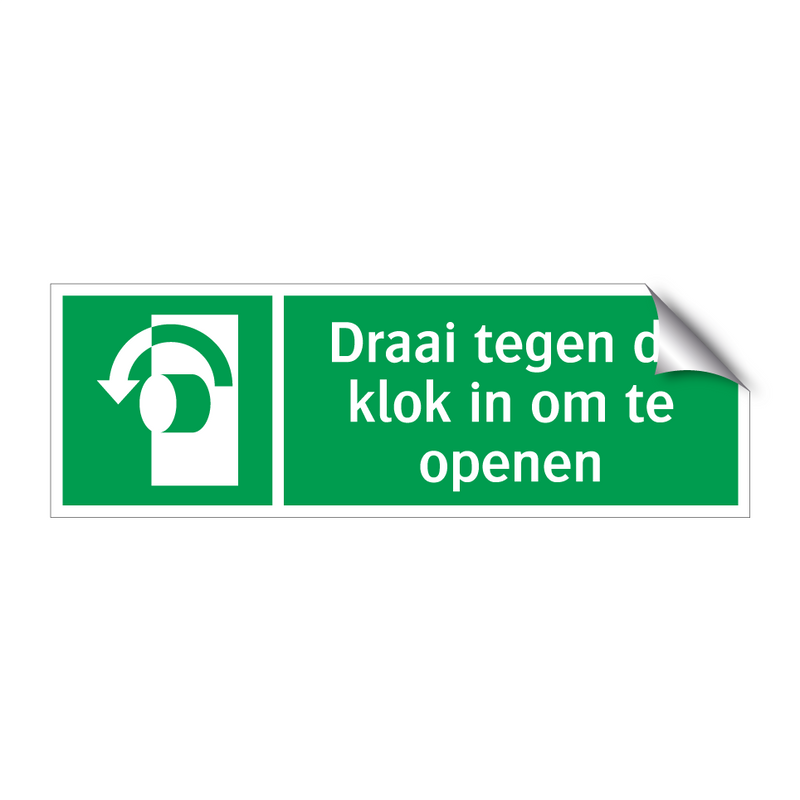 Draai tegen de klok in om te openen & Draai tegen de klok in om te openen