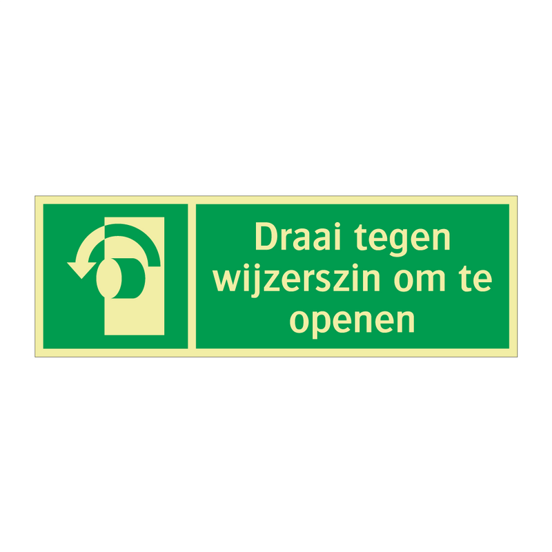 Draai tegen wijzerszin om te openen & Draai tegen wijzerszin om te openen