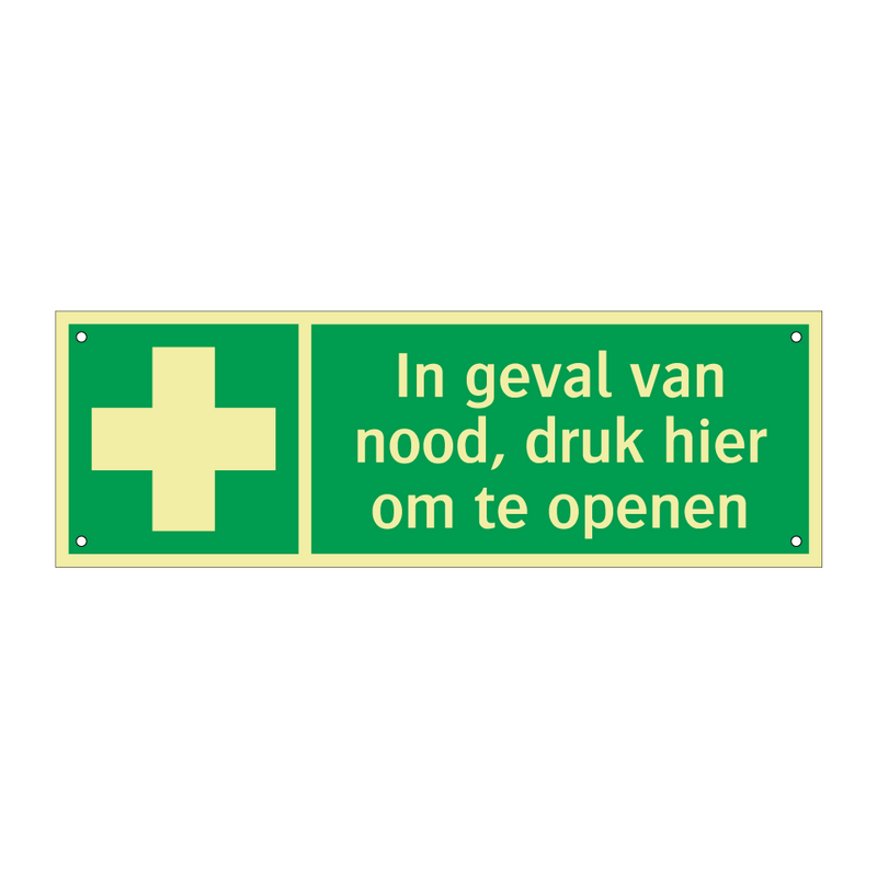 In geval van nood, druk hier om te openen & In geval van nood, druk hier om te openen