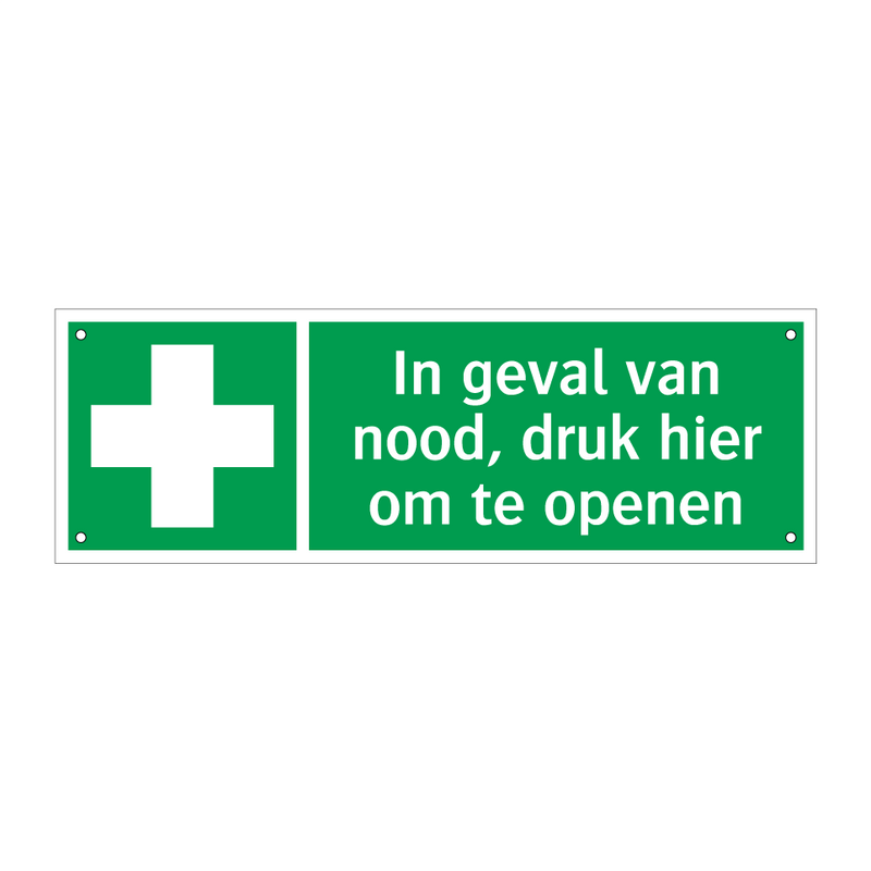 In geval van nood, druk hier om te openen & In geval van nood, druk hier om te openen