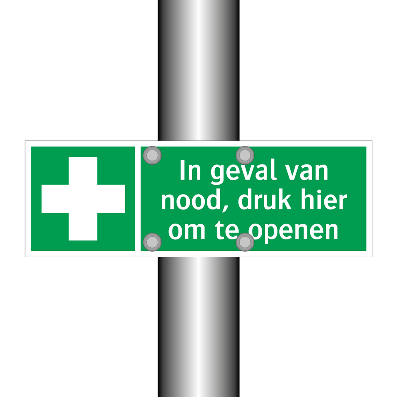 In geval van nood, druk hier om te openen & In geval van nood, druk hier om te openen