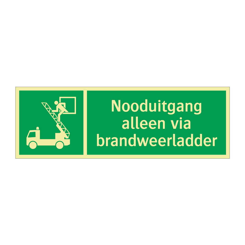 Nooduitgang alleen via brandweerladder & Nooduitgang alleen via brandweerladder