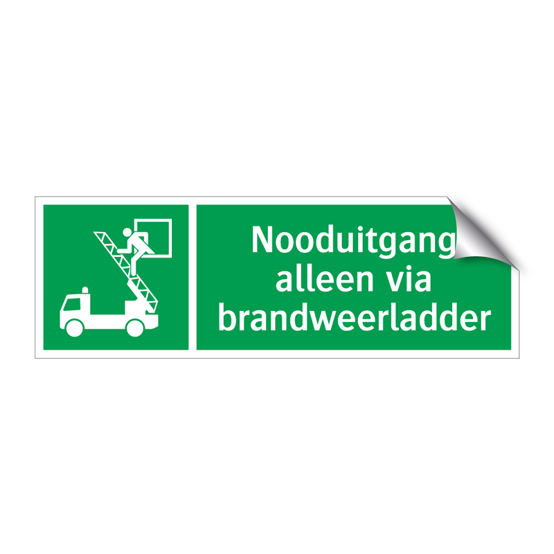 Nooduitgang alleen via brandweerladder & Nooduitgang alleen via brandweerladder