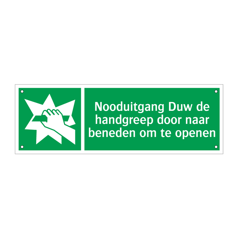 Nooduitgang Duw de handgreep door naar beneden om te openen