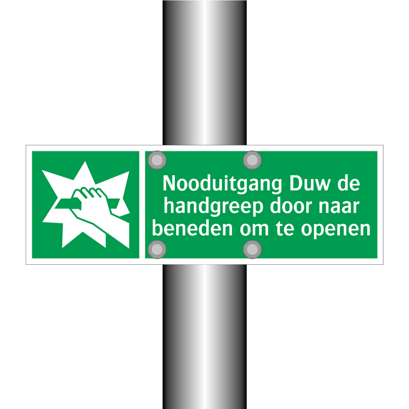 Nooduitgang Duw de handgreep door naar beneden om te openen