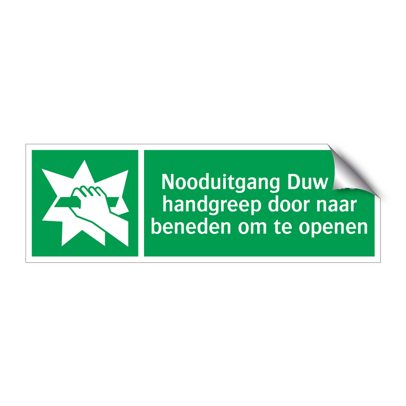 Nooduitgang Duw de handgreep door naar beneden om te openen