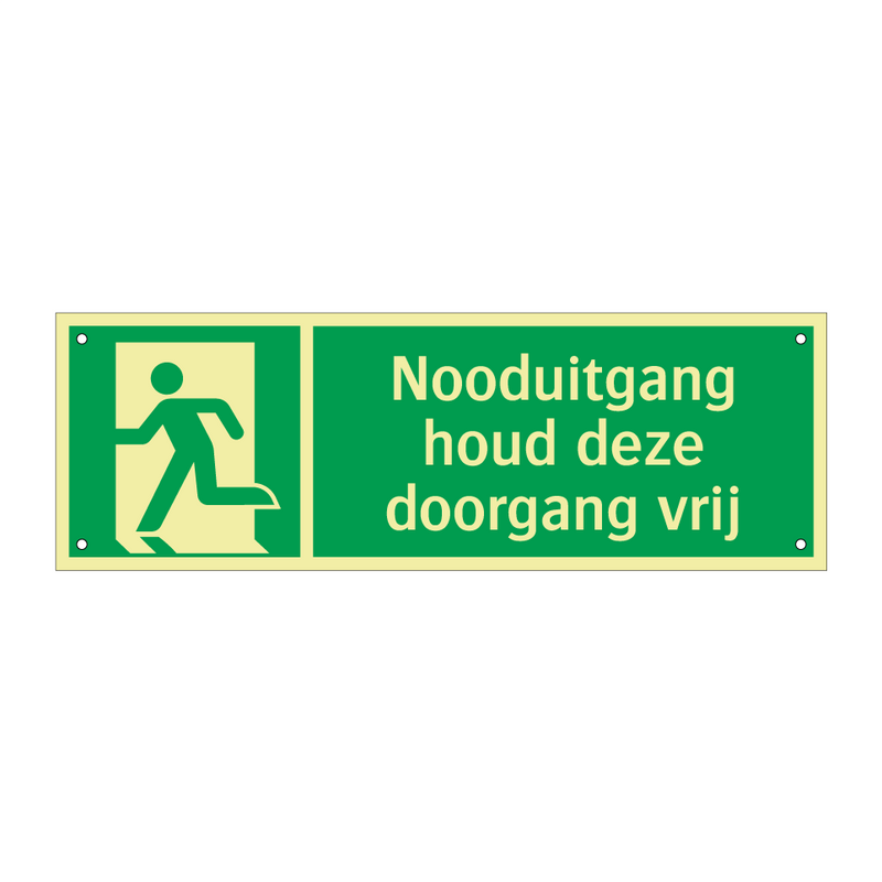 Nooduitgang houd deze doorgang vrij & Nooduitgang houd deze doorgang vrij