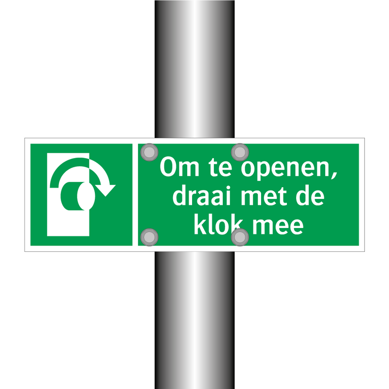 Om te openen, draai met de klok mee & Om te openen, draai met de klok mee