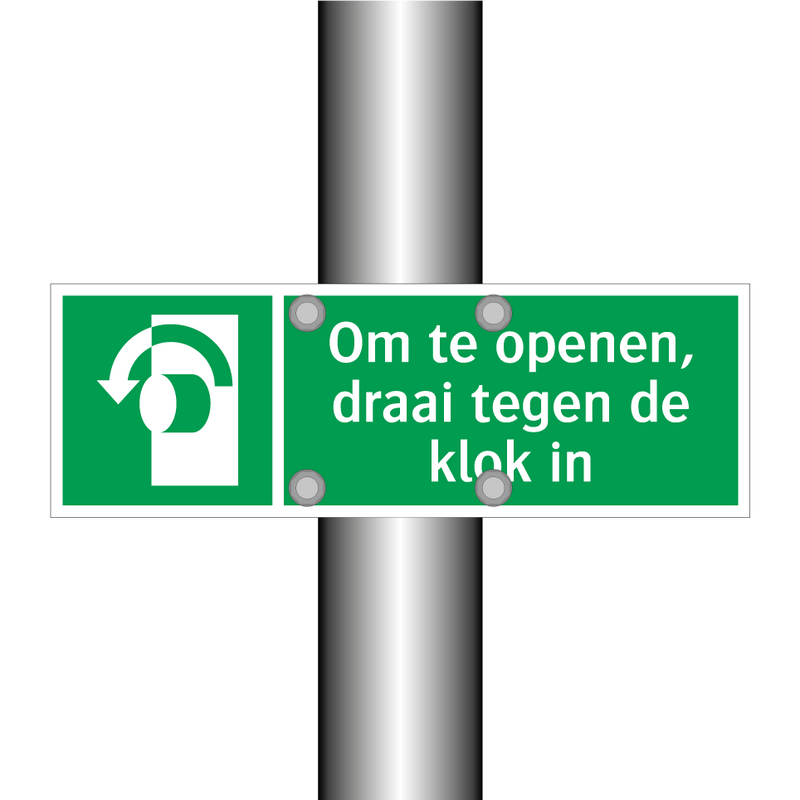 Om te openen, draai tegen de klok in & Om te openen, draai tegen de klok in