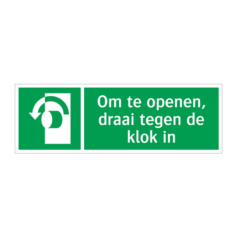 Om te openen, draai tegen de klok in & Om te openen, draai tegen de klok in