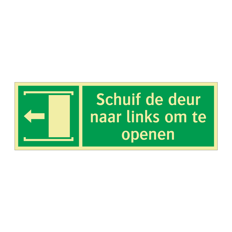 Schuif de deur naar links om te openen & Schuif de deur naar links om te openen