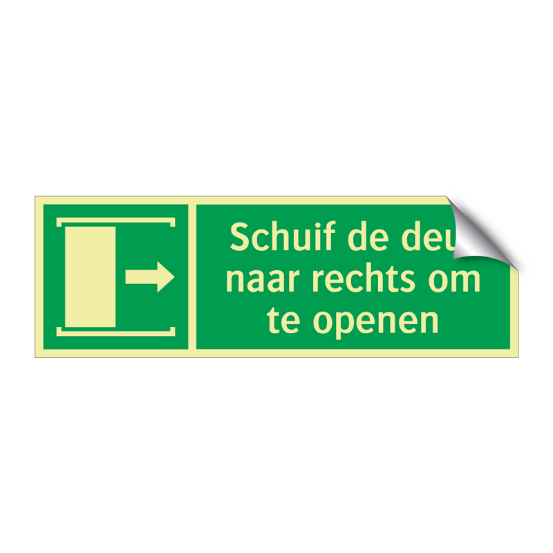 Schuif de deur naar rechts om te openen & Schuif de deur naar rechts om te openen