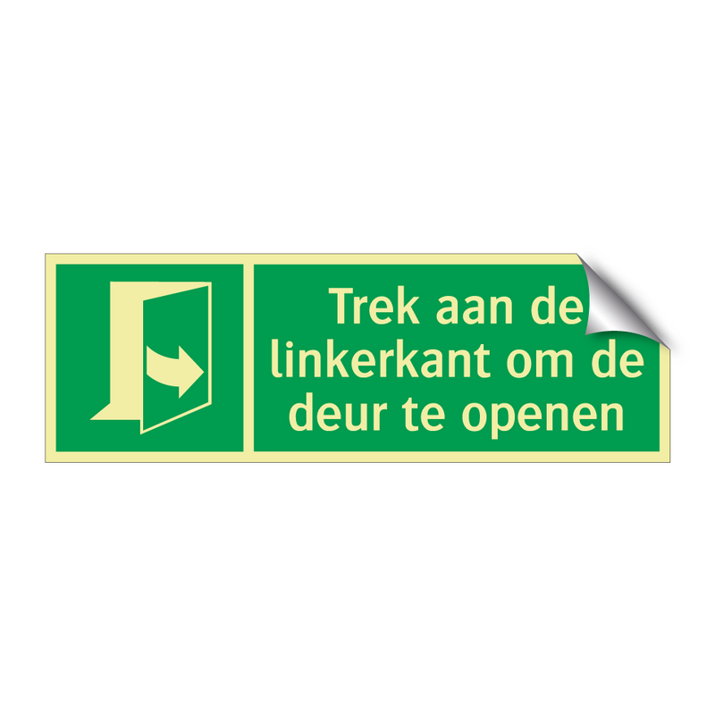 Trek aan de linkerkant om de deur te openen & Trek aan de linkerkant om de deur te openen