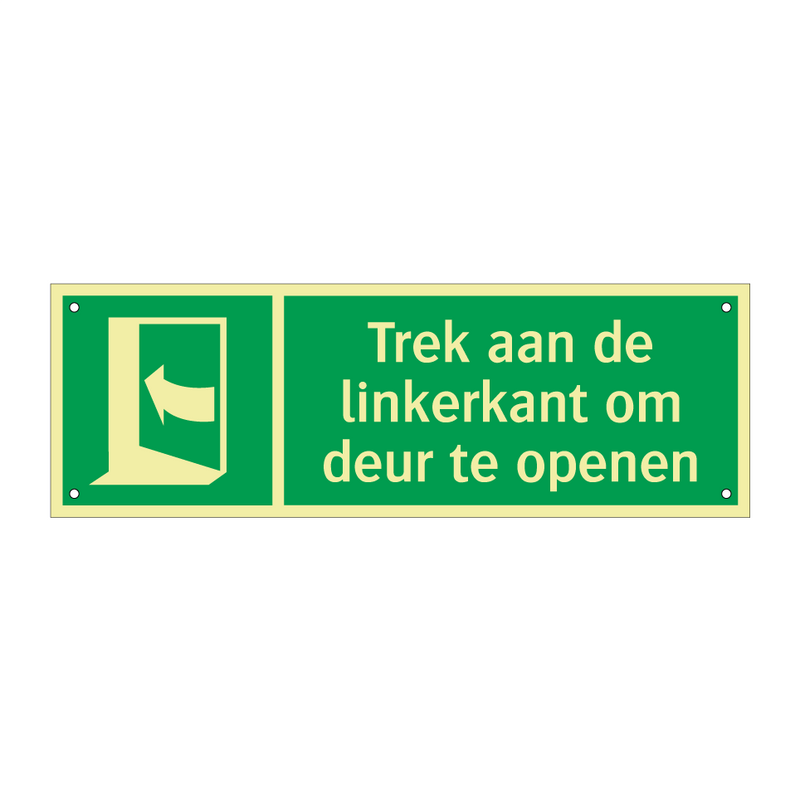 Trek aan de linkerkant om deur te openen & Trek aan de linkerkant om deur te openen