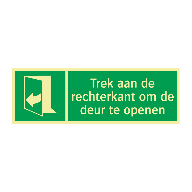 Trek aan de rechterkant om de deur te openen & Trek aan de rechterkant om de deur te openen