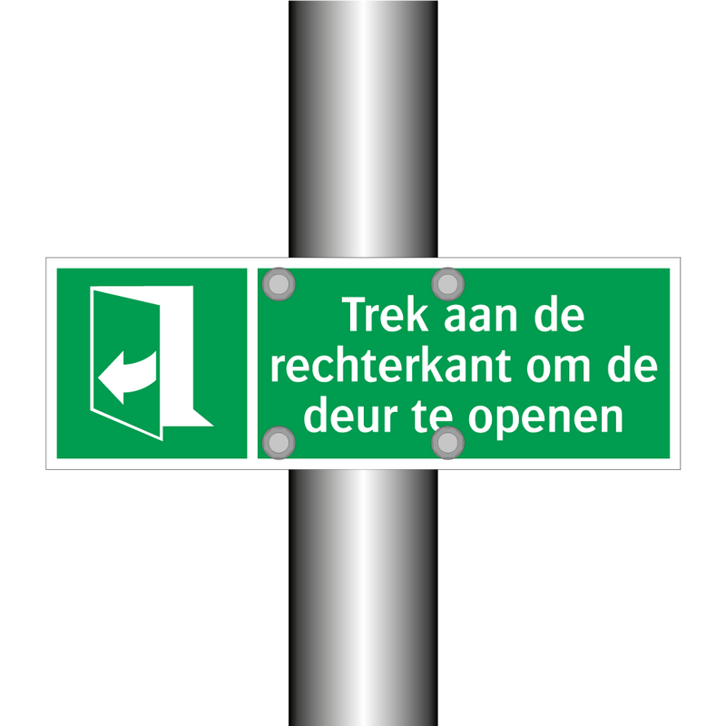 Trek aan de rechterkant om de deur te openen & Trek aan de rechterkant om de deur te openen