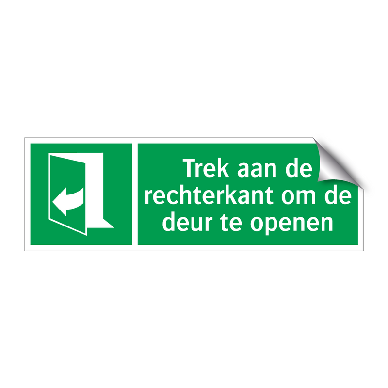 Trek aan de rechterkant om de deur te openen & Trek aan de rechterkant om de deur te openen