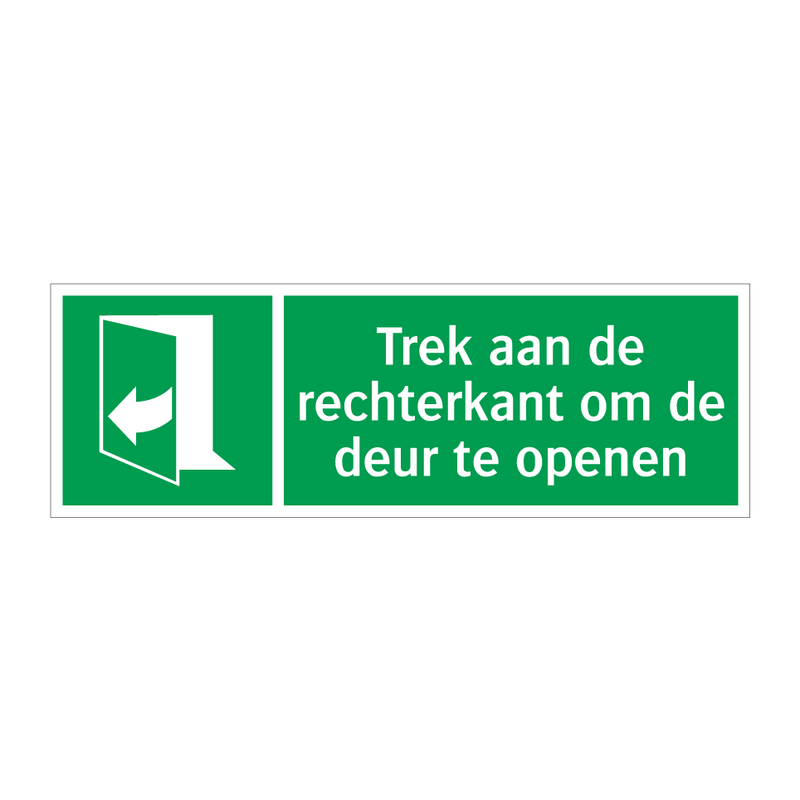 Trek aan de rechterkant om de deur te openen & Trek aan de rechterkant om de deur te openen