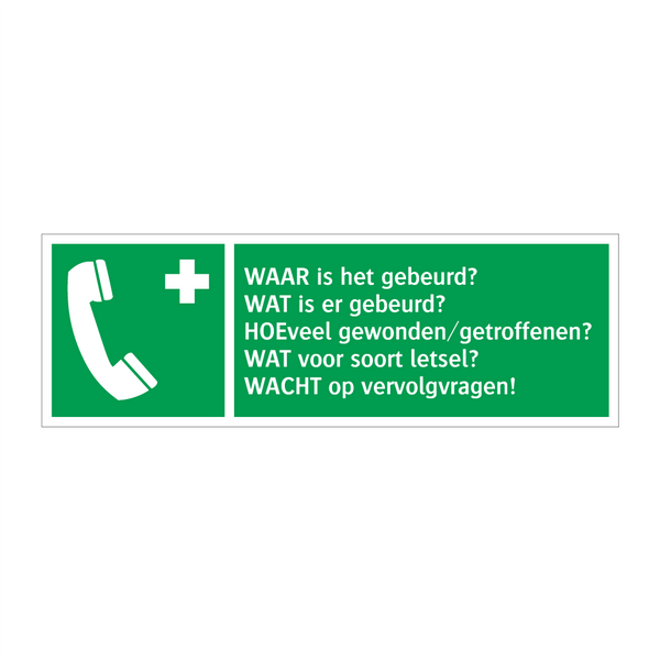 WAAR is het gebeurd? WAT is er gebeurd? HOEveel gewonden/getroffenen? WAT voor soort letsel? WACHT op vervolgvragen!