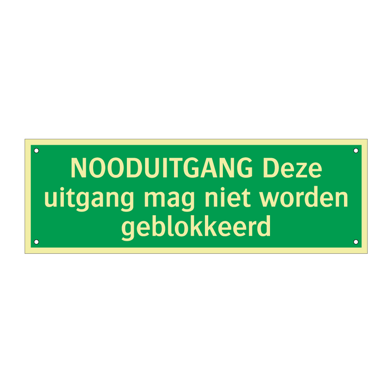 NOODUITGANG Deze uitgang mag niet worden geblokkeerd