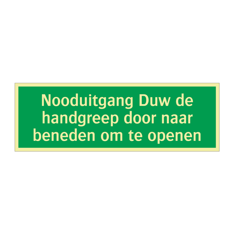 Nooduitgang Duw de handgreep door naar beneden om te openen