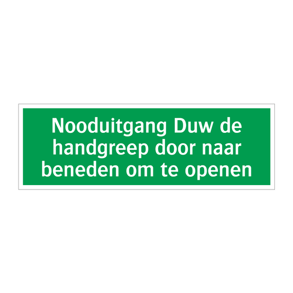 Nooduitgang Duw de handgreep door naar beneden om te openen