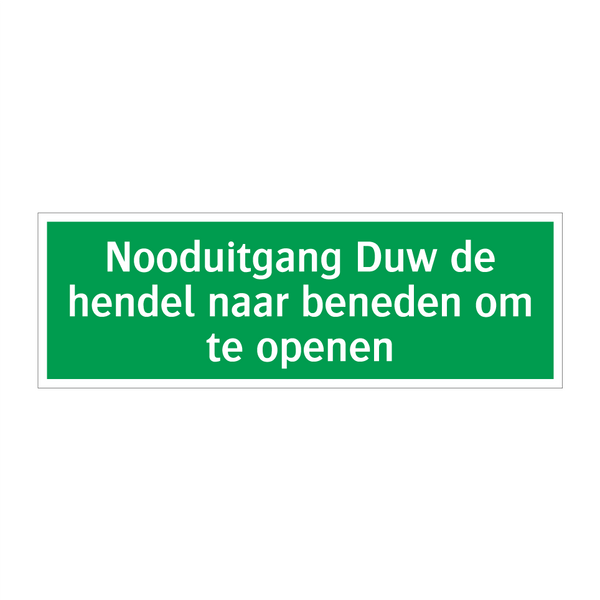 Nooduitgang Duw de hendel naar beneden om te openen