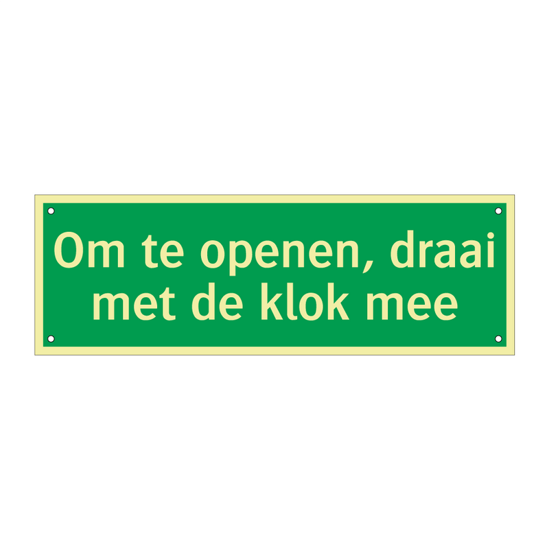 Om te openen, draai met de klok mee & Om te openen, draai met de klok mee