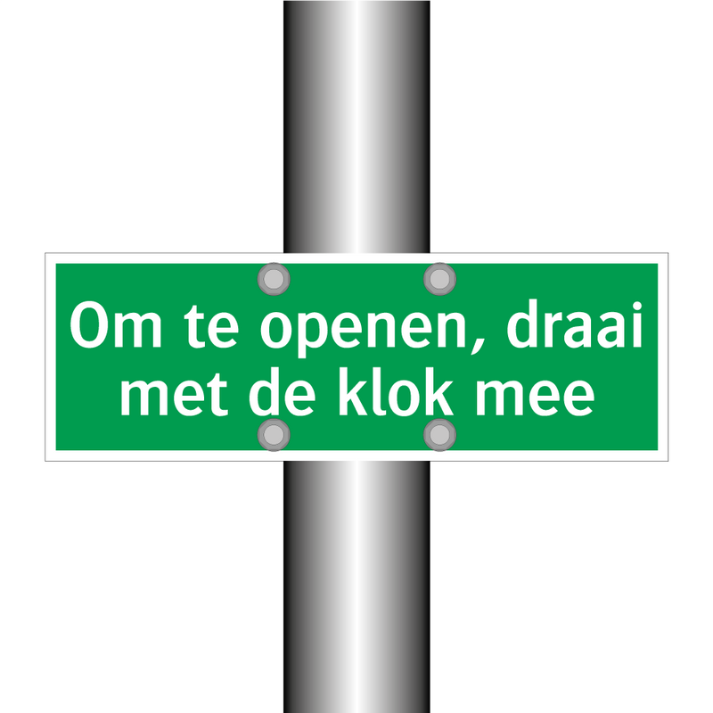 Om te openen, draai met de klok mee & Om te openen, draai met de klok mee