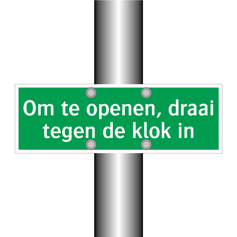 Om te openen, draai tegen de klok in & Om te openen, draai tegen de klok in