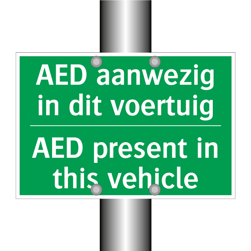 AED aanwezig in dit voertuig - AED present in this vehicle /.../